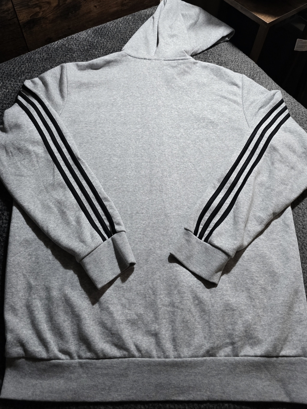 Adidas Gray Full Zip Hoodie 3 Stripe Sleeve Men’s XL - Picture 7 of 9